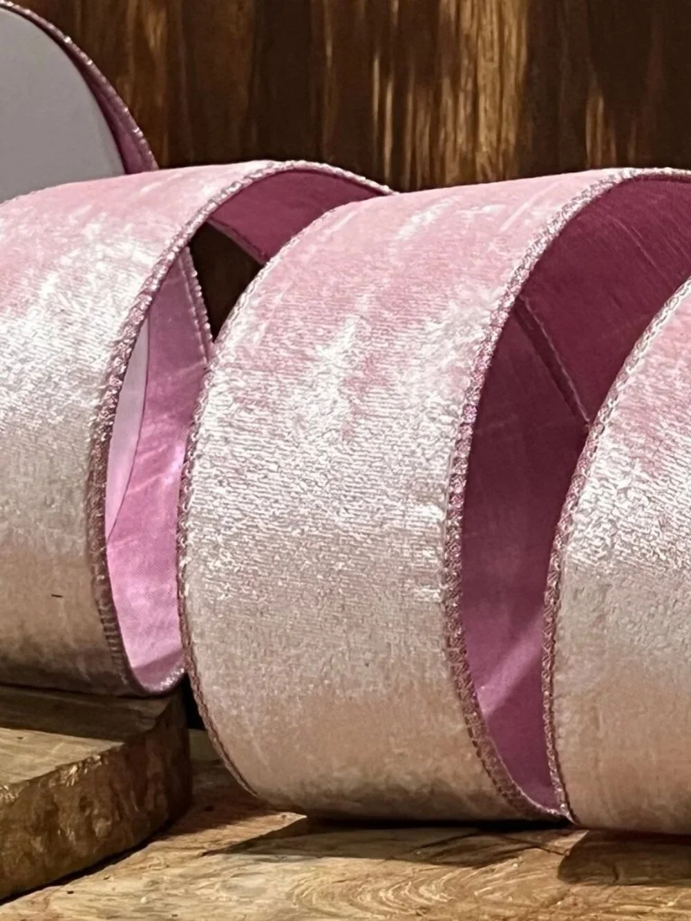 Designer Regency Pink Blush Velvet Metallic Back Ribbon Premium Craft Supplies